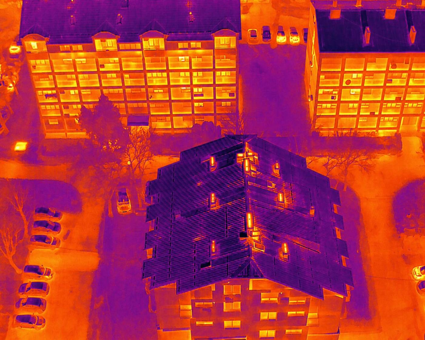 Image thermique infrarouge de bâtiments